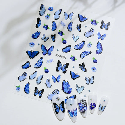 5D Macaron Nail Stickers - Embossed Flower, Fruit, Bear & Rabbit Charms for Summer DIY Manicure Decoration