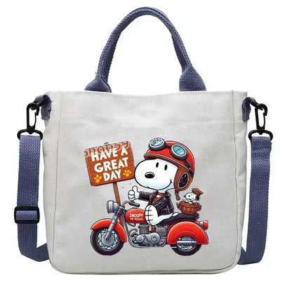 Snoopy Cartoon Canvas Tote Bag – Large Capacity Shoulder Crossbody Bag for Girls, Students & Gift