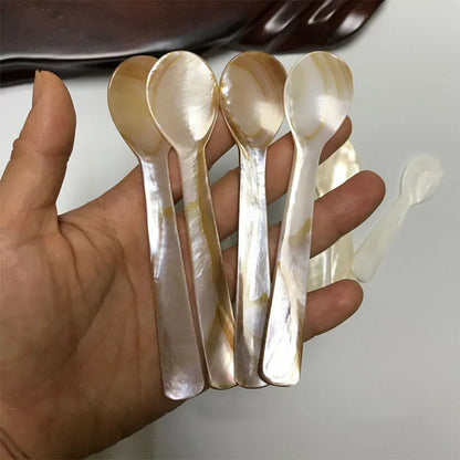Mother of Pearl Shell Spoon 9-13CM — Natural Seashell Stirring Spoon for Coffee & Desserts