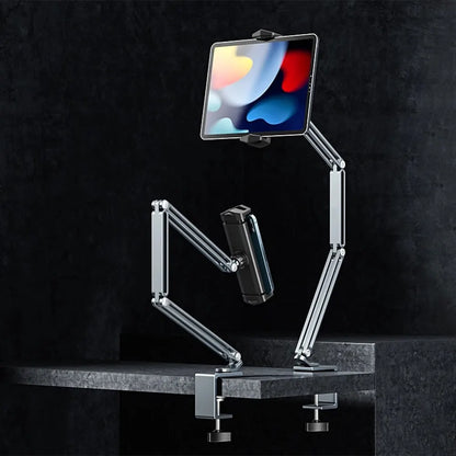 Adjustable Desk Bed Tablet Stand: Aluminum Arm Mount for 4-12.9 inch Tablets & Phones | Support for iPad Pro, Xiaomi Tab