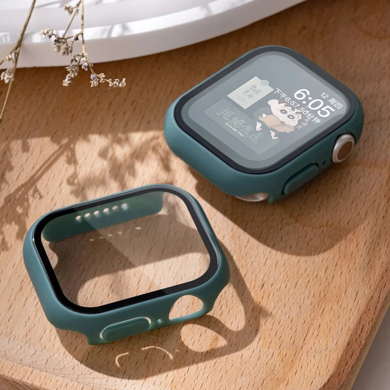 Tempered Glass Apple Watch Case - Full Screen Protector Cover for Series 9, 8, 7, 6, SE 45mm 44mm 41mm 40mm