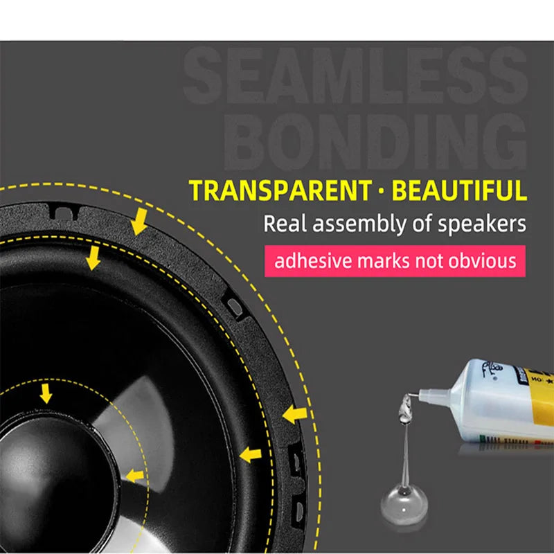 Zhanlida Speaker Repair Glue — 15/50/80ML Black & Transparent Adhesive for Foam, Rubber Edge, Dust Cap & Cone