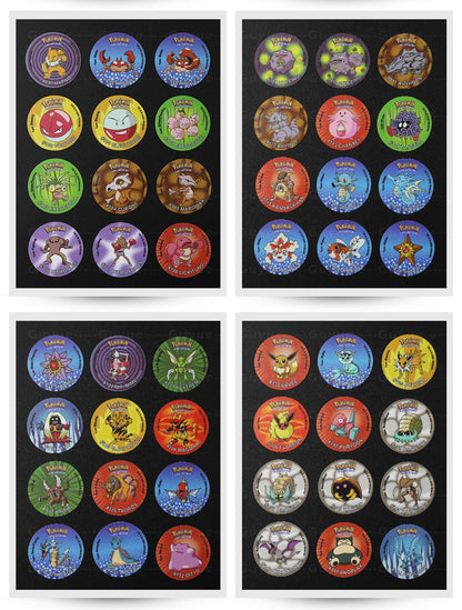 100/160pcs Pokemon Tazos – 1st & 2nd Generation 3D Round and Square Collector Cards, Album Trainer Pogs for Cheetos Chipitaps