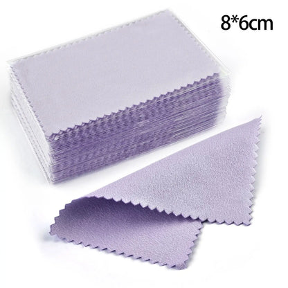 50pcs Silver Polishing Cloths – Soft Cleaning Wipes for Necklaces, Rings & Jewelry Care (10x6.5cm & 8x8cm)