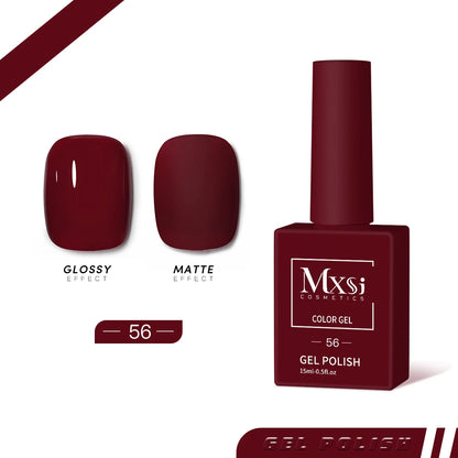 Mxsi 15ml Gel Nail Polish - Neon Brown, Royal Blue, Red, Green & Nude UV Gel Lacquer Colors for Nail Art