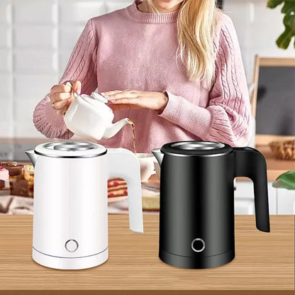 0.5L Small Stainless Steel Electric Kettle | Travel Mini Hot Water Boiler with Double Wall