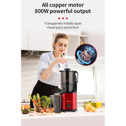 Cold Press Juicer — Slow Chewer with 140mm Large Bore Feed for Whole Fruits & Vegetables, Easy-Clean Design
