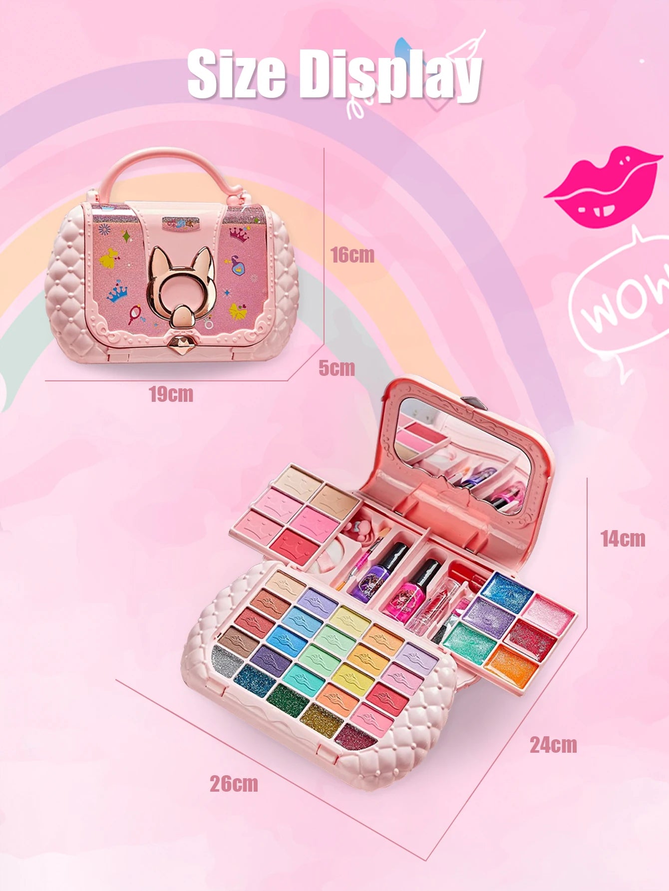 Children's Cosmetics Set – Princess Mirror, Real Washable Beauty Toys for Girls, Non-Toxic & Safe Pretend Play Gift