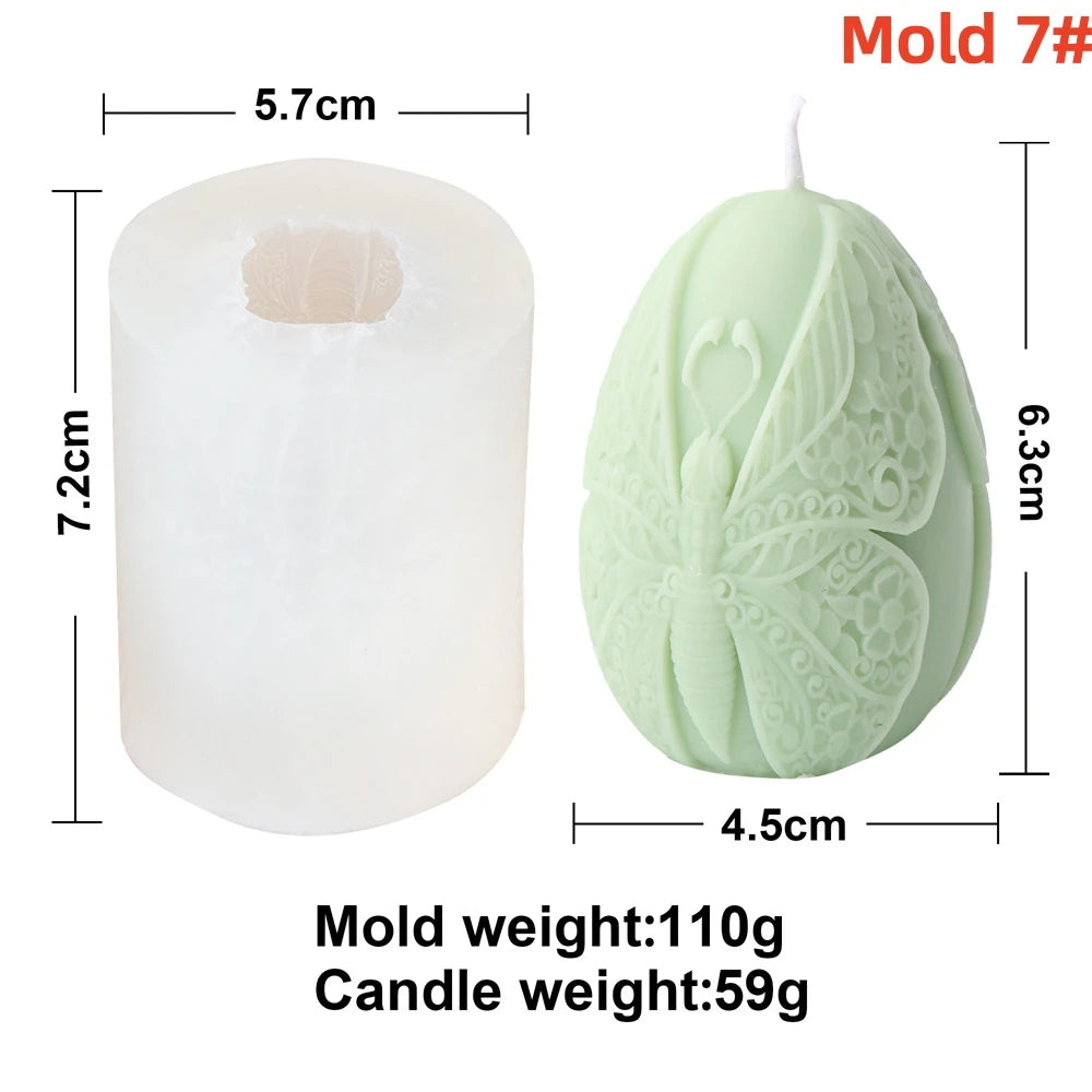 3D Easter Egg Scented Candle Silicone Mold – DIY Embossed Butterfly & Flower Egg Shape for Candle & Plaster Making, Easter Gift