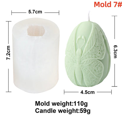 3D Easter Egg Scented Candle Silicone Mold – DIY Embossed Butterfly & Flower Egg Shape for Candle & Plaster Making, Easter Gift