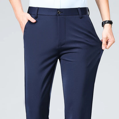 Men's Summer & Autumn Dress Pants – Thin Formal Work Trousers | Business Casual Black & Wine Red Long Pants