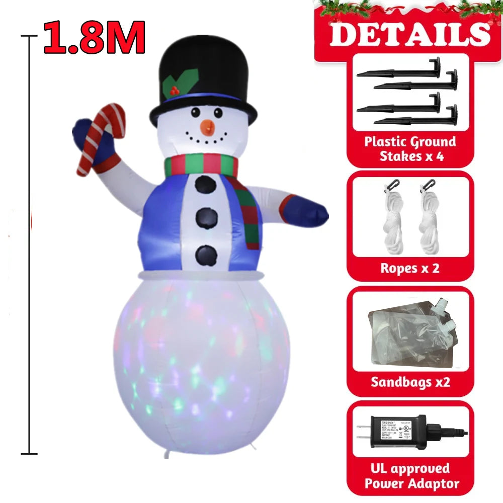 Inflatable Christmas Decorations – Tree, Snowman, Santa, Bear & Gingerbread Man with Built-in LED for Outdoor Garden & Party Decor