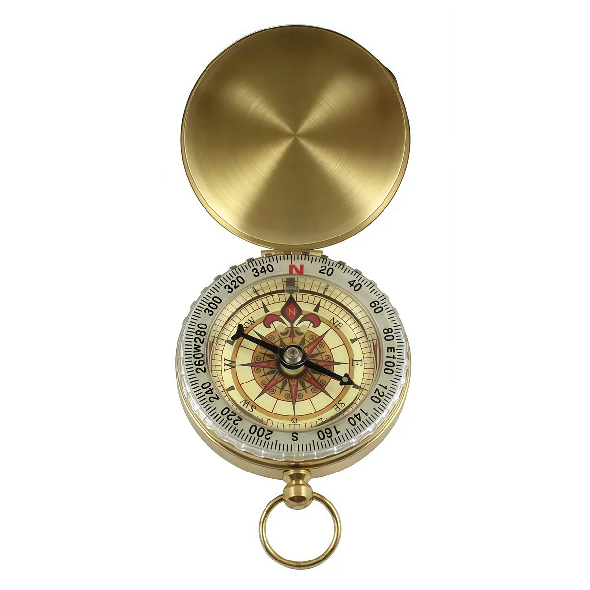 Brass Outdoor Compass - Portable Gold Pocket Navigation Compass with Glow-in-the-Dark Display for Camping & Hiking