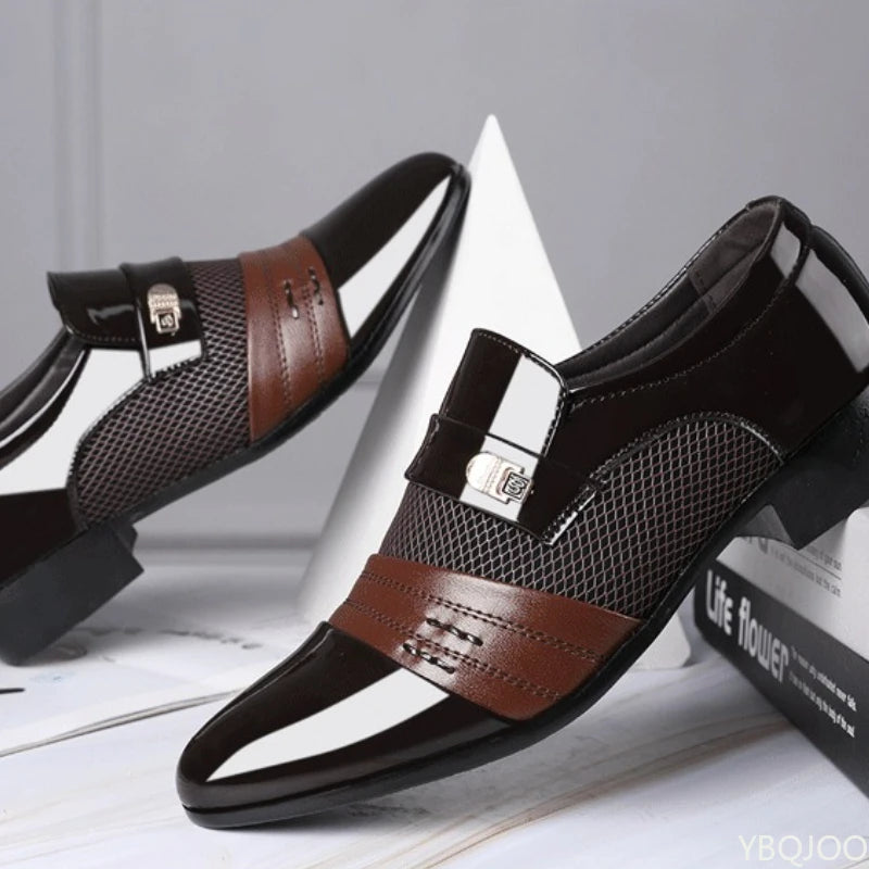 Men’s Pointed Toe Formal Shoes - Comfortable Low-Cut Office Wedding and Daily Dress Shoes