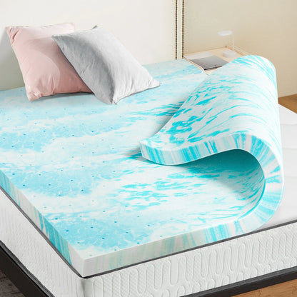 2-3 Inch Gel Memory Foam Mattress Topper - Full Size Cooling, Soft, and Breathable Bed Topper for School Bedroom