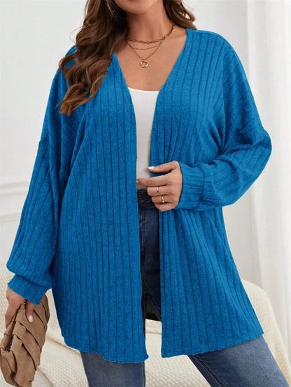 GIBSIE Plus Size Women's Autumn & Winter Solid Color Loose Cardigan – Casual Long-Sleeved Open Front Knitted Coat 2024