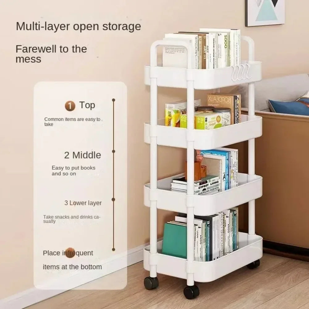 Multi-Layer Trolley Storage Rack - Mobile Organizer for Kitchen, Bedroom, and Bathroom, Ideal for Snacks and Baby Items