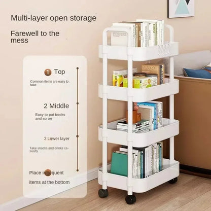 Multi-Layer Trolley Storage Rack - Mobile Organizer for Kitchen, Bedroom, and Bathroom, Ideal for Snacks and Baby Items
