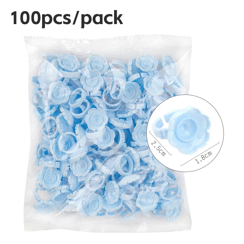 AILEISHI 100PCS Disposable Eyelash Glue Cup Rings – Lash Extension Pigment Holder Tattoo Makeup Tools