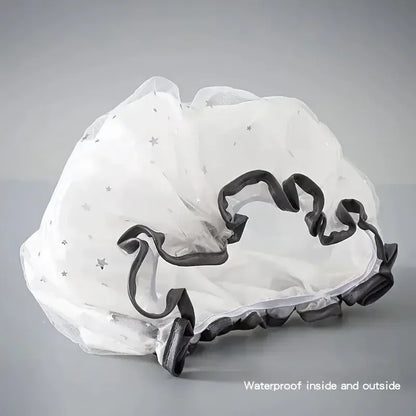 Waterproof Double-Layer Shower Cap – Starry Sky Design, Fashionable Reusable Bathing Hat, Oil-Proof Kitchen Hat