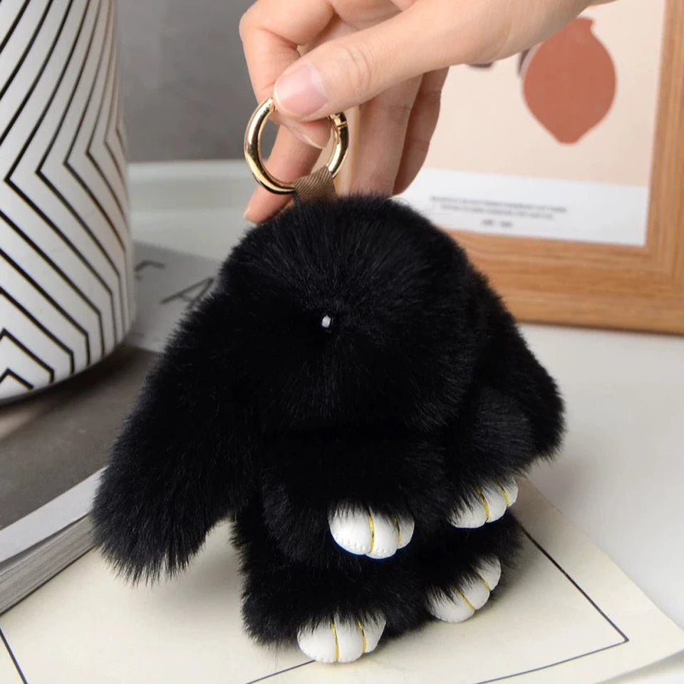 15cm Rabbit Fur Keychain - Cute Bag Charm, Car Pendant and Gift Accessory