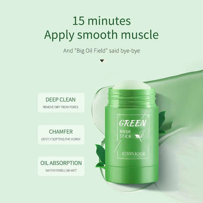 40g Green Tea Blackhead Removal Solid Mask – Pore Cleansing Stick for Blemishes & Shrinking Pores, Korean Skin Care