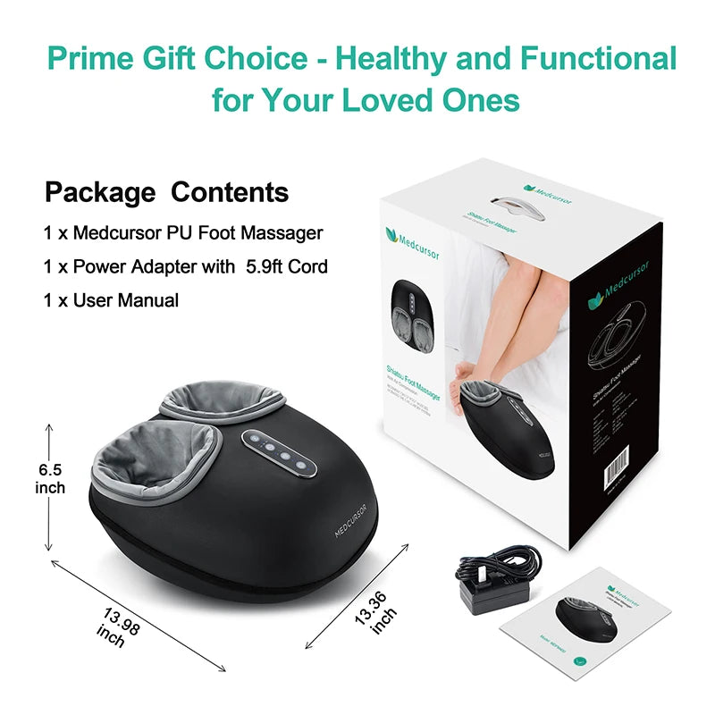 Medcursor Shiatsu Foot Massager with Heat — Electric Roller Massage Machine for Muscle Relaxation & Pain Relief, Fully Wrapped Foot Therapy
