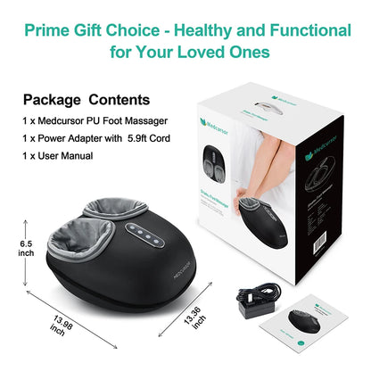 Medcursor Shiatsu Foot Massager with Heat — Electric Roller Massage Machine for Muscle Relaxation & Pain Relief, Fully Wrapped Foot Therapy
