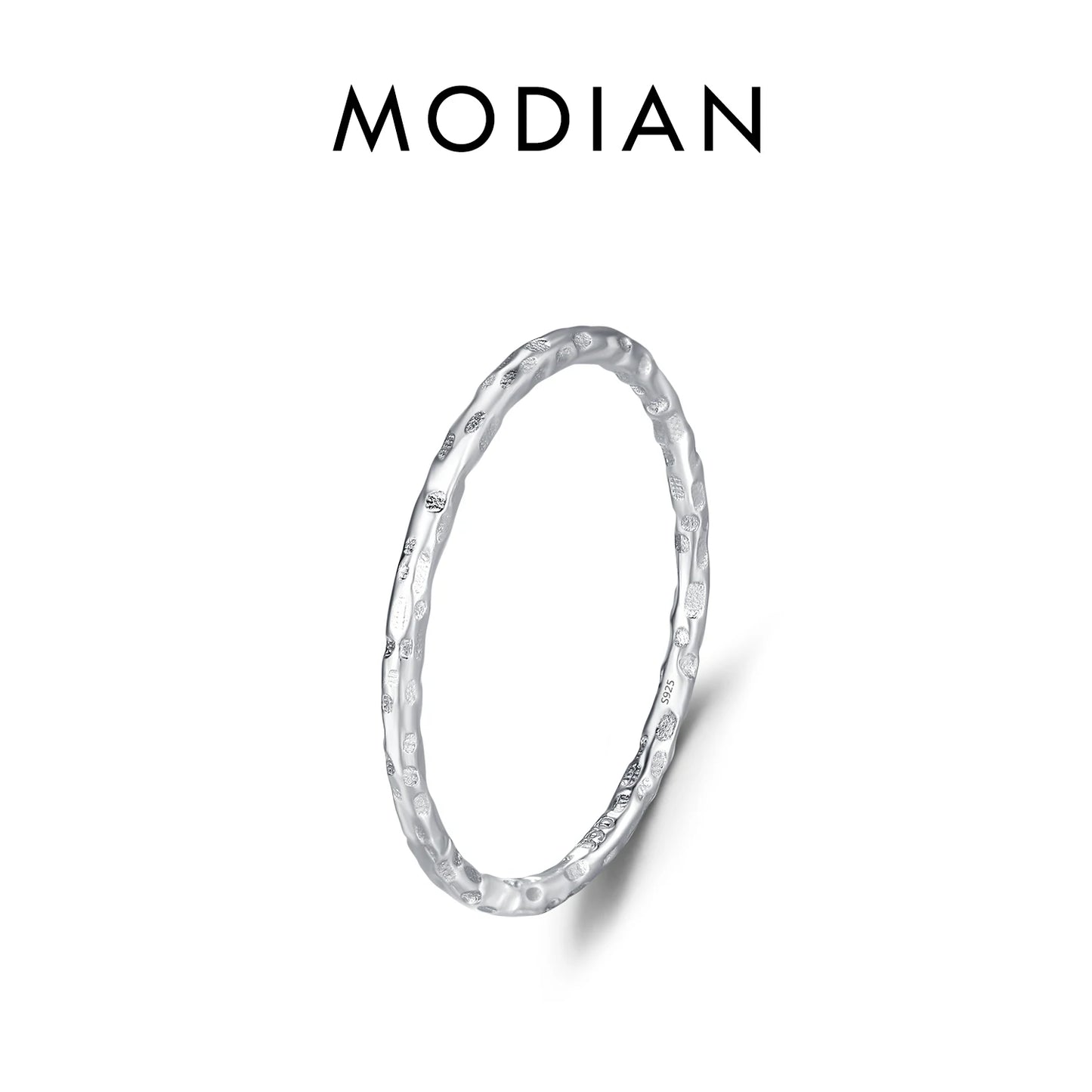 MODIAN 925 Sterling Silver Stackable Ring – Classic Wave Geometric Finger Ring, Fashion Jewelry for Women
