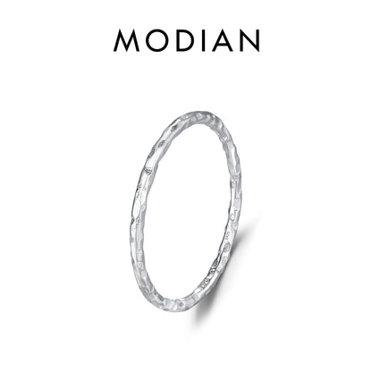 MODIAN 925 Sterling Silver Stackable Ring – Classic Wave Geometric Finger Ring, Fashion Jewelry for Women