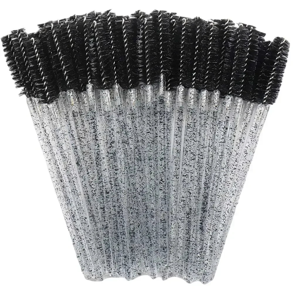 50-Pack Disposable Crystal Eyelash Brush Combs – Professional Eyelash Extension Mascara Wands for Makeup and Beauty Tools