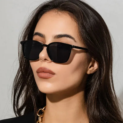2025 Fashion Square Sunglasses — Retro Designer Cat Eye Shades for Women, Vintage Black UV Protection