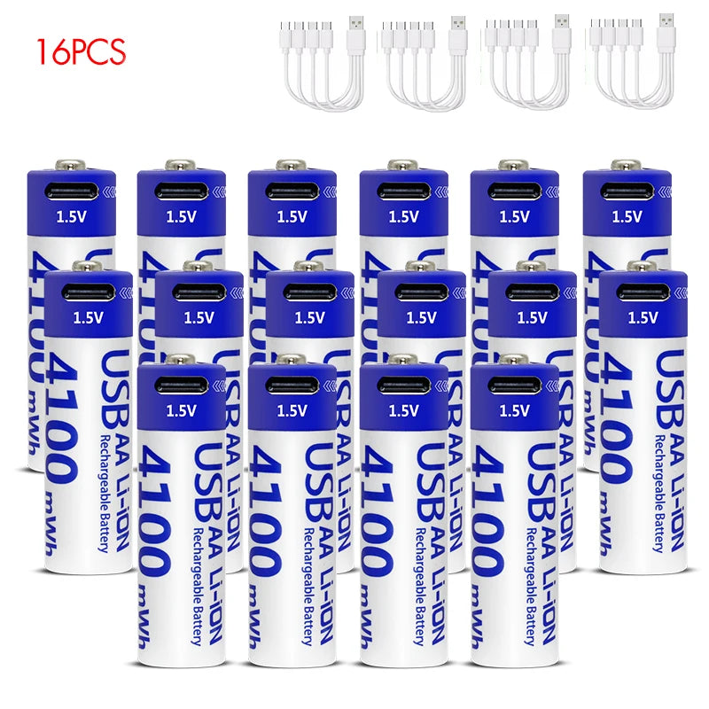 MATOV 1.5V 4100mWh AA Rechargeable Battery – USB Type-C Li-ion Battery for Remote Control, Smart Door Locks & Toys