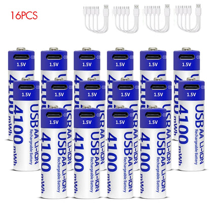 MATOV 1.5V 4100mWh AA Rechargeable Battery – USB Type-C Li-ion Battery for Remote Control, Smart Door Locks & Toys