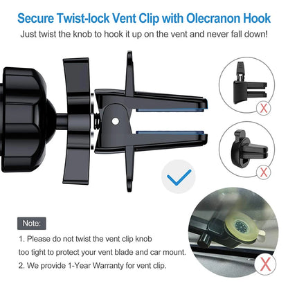 Magnetic Car Phone Holder - 360° Rotating Air Vent Mount for iPhone Samsung Xiaomi Smartphones