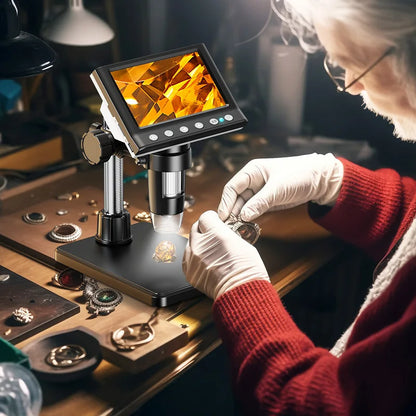 Hayve 4.3” Digital Microscope – 1000X 1080P Coin & Soldering Microscope with 8 LEDs, PC View Video Inspection Tool for Electronics Repair