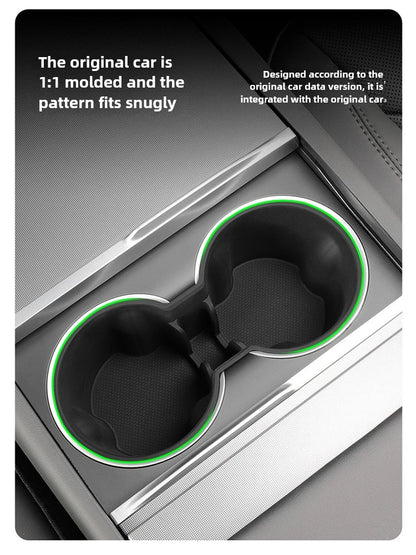 Tesla Model Y Juniper 2025 Silicone Cup Holder – Center Console Drink Bottle Rack for Front & Rear Seats Interior Accessory