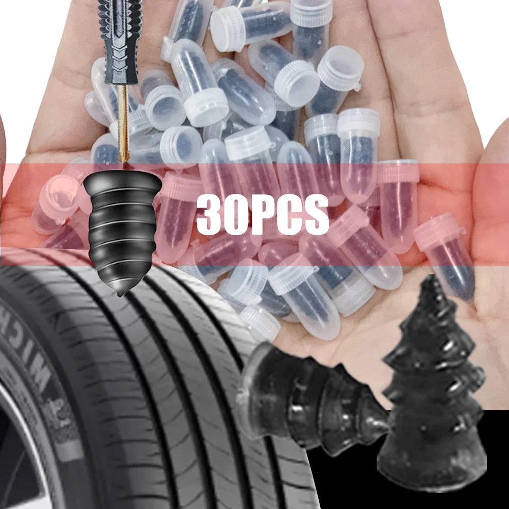 10/30PCS Car & Motorcycle Tyre Repair Nail Set – Universal Rubber Puncture Repair Tool for Truck, Scooter & Bike Tires