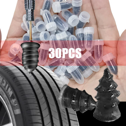 10/30PCS Car & Motorcycle Tyre Repair Nail Set – Universal Rubber Puncture Repair Tool for Truck, Scooter & Bike Tires