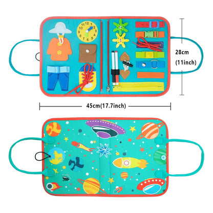 Montessori Toddler Busy Board – Educational Activity for Basic Dress Motor Skills, Baby Learning Toy for Travel
