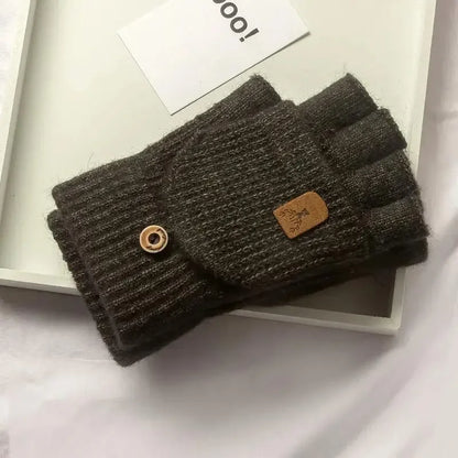 Winter Knitted Fingerless Gloves – Thick Warm Touchscreen Half-Finger Gloves for Men, Women & Students