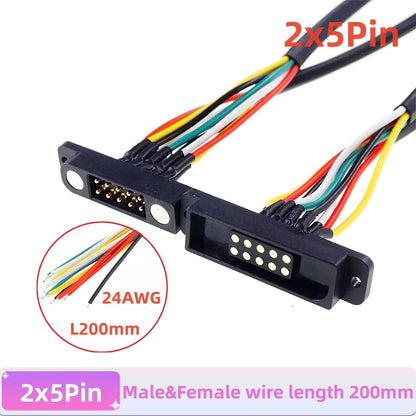 Magnetic Pogo Pin Connector - 2A Spring Loaded Male Female 2.54mm DC Power Socket, 8/10/12/14/16/20 Position Contacts, 1/3/5 Pairs