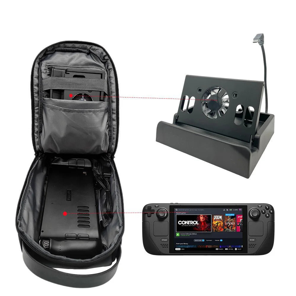 Portable Shoulder Bag with Dual Zipper Lock – Shockproof, Waterproof Carrying Case for Steam Deck Game Accessories
