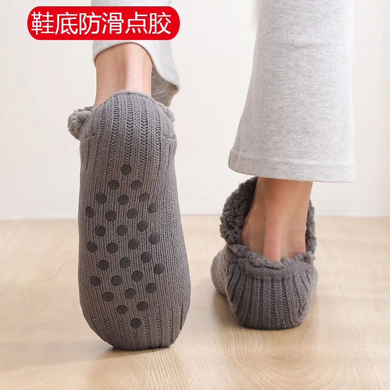 Thickened Winter Cashmere Socks - Thermal Woven Velvet Sleep Socks for Women, Cozy Home Slippers and Floor Socks