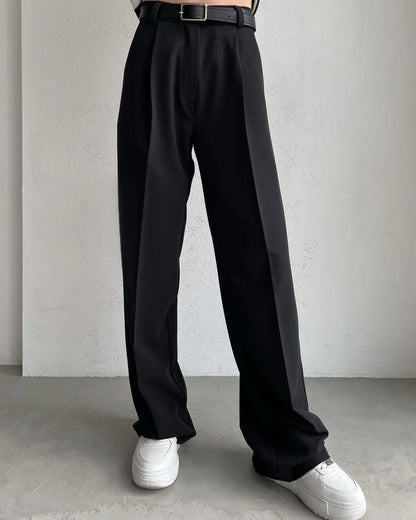 Women's Classic Straight Leg Pants – Versatile Loose Fit, Wide Leg for Office, Tourism, Spring & Summer Casual Wear