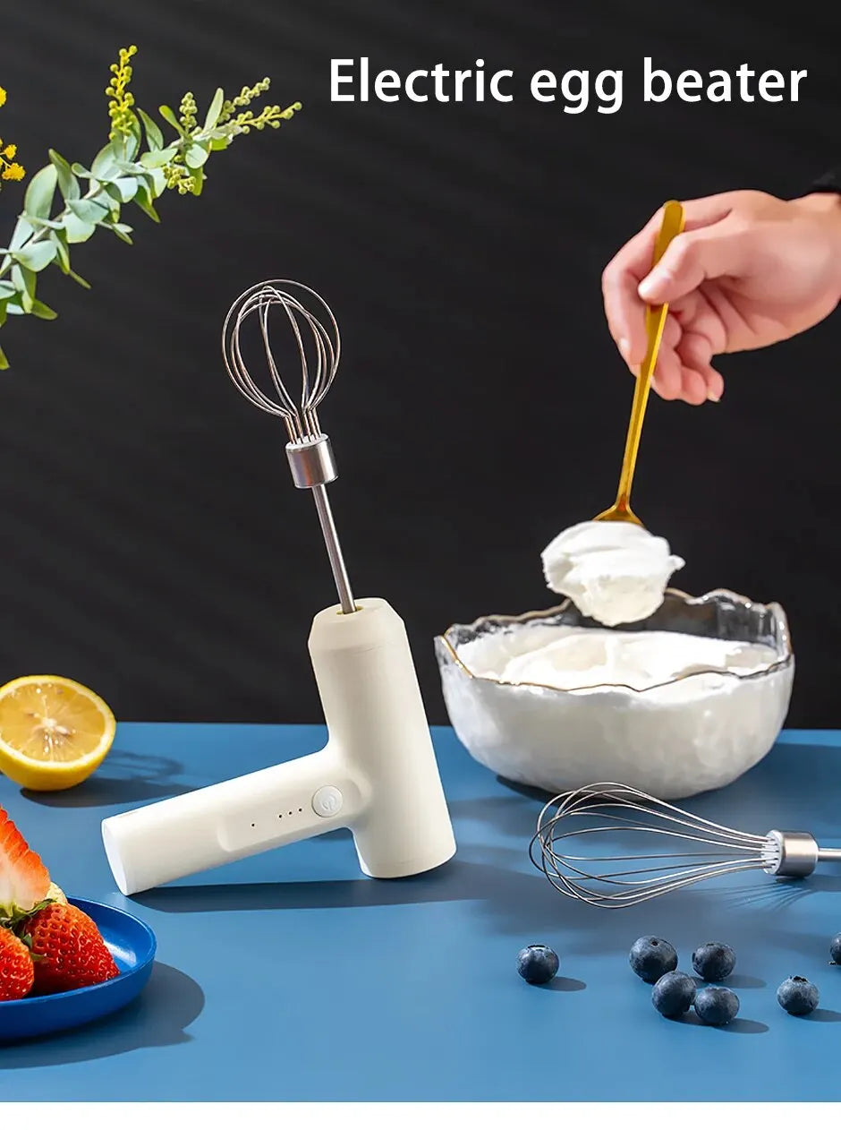 Wireless Electric Handheld Mixer – 3-Speed Portable Egg Beater for Baking, Dough & Cream
