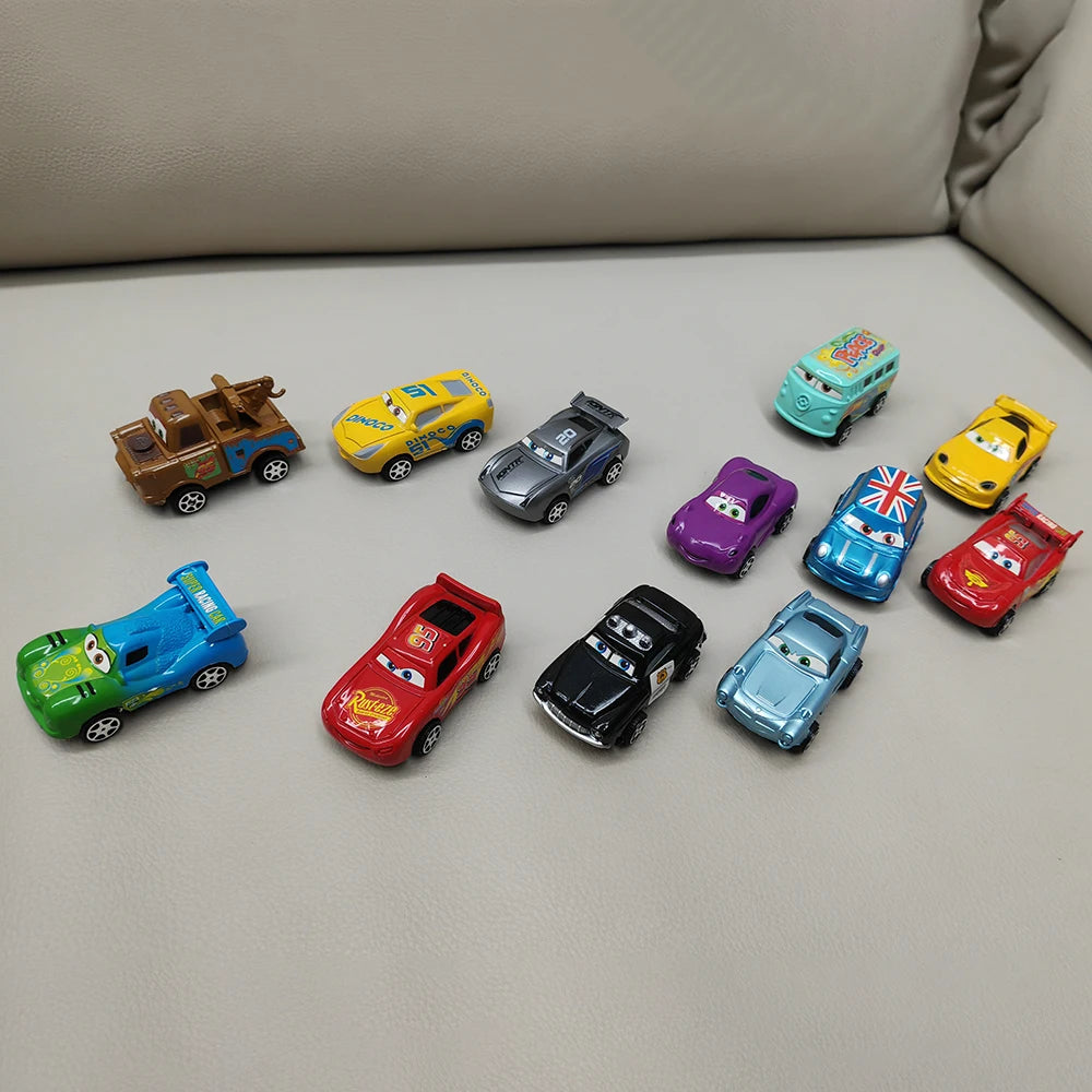 12pcs Disney Pixar Cars Toy Set – Lightning McQueen, Jackson Storm, Mater & More | Back-Force PVC Model Cars for Kids