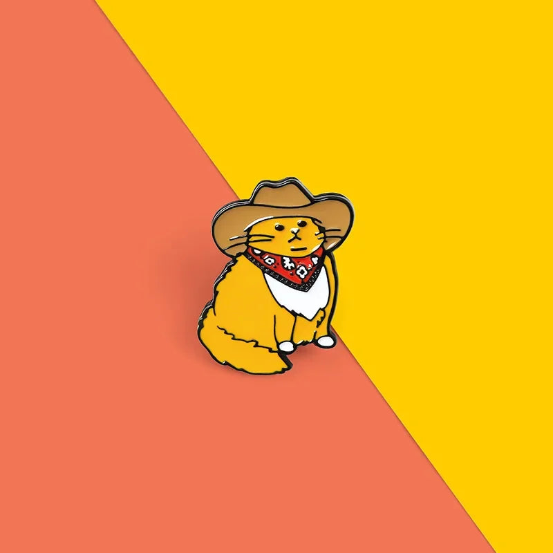 Cartoon Fat Cat with Hat Brooch – Enamel Pin for Backpack, Hat, Shirt & Lapel, Perfect Gift for Friends