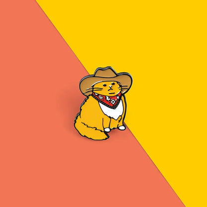 Cartoon Fat Cat with Hat Brooch – Enamel Pin for Backpack, Hat, Shirt & Lapel, Perfect Gift for Friends