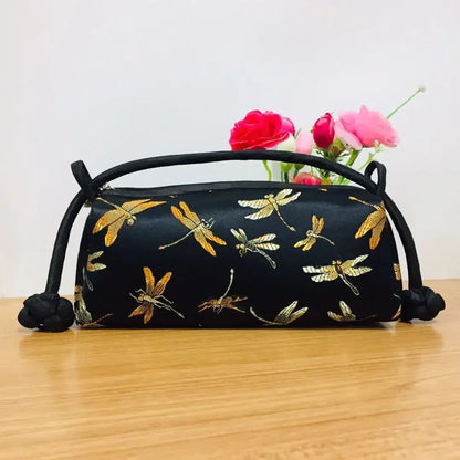 Luxury Silk Embroidered Women’s Handbag – Fashion Elegant Tote Clutch, Handmade Cosplay Style Evening Purse